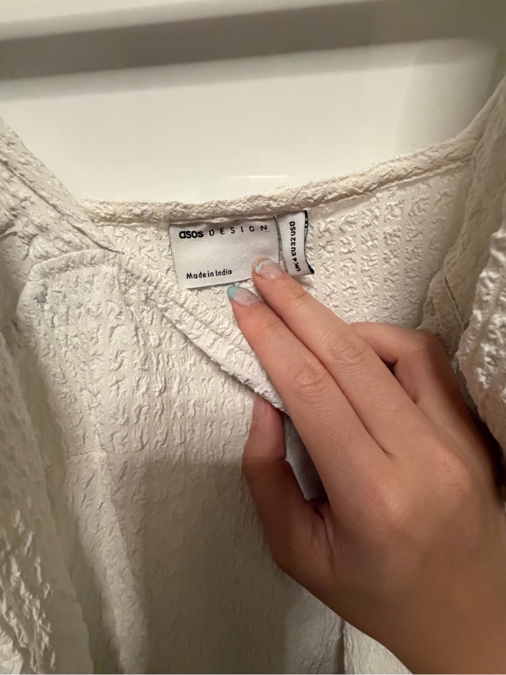 ASOS Cream Textured Ruffle Sundress - Picture 3 of 3